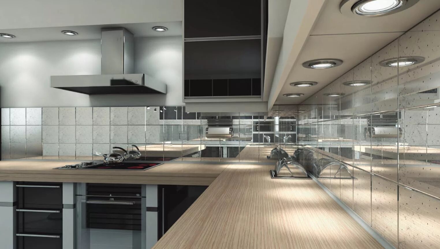 Кухонный фартук зеркальный фото Зеркало на фартук кухни (много фото) - interigo.ru