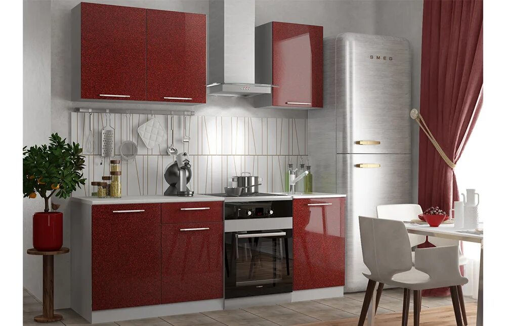 Кухонный гарнитур 1.5 м фото Кухонный гарнитур Олива Гранат Металлик 1.5м купить по выгодной цене в интернет-