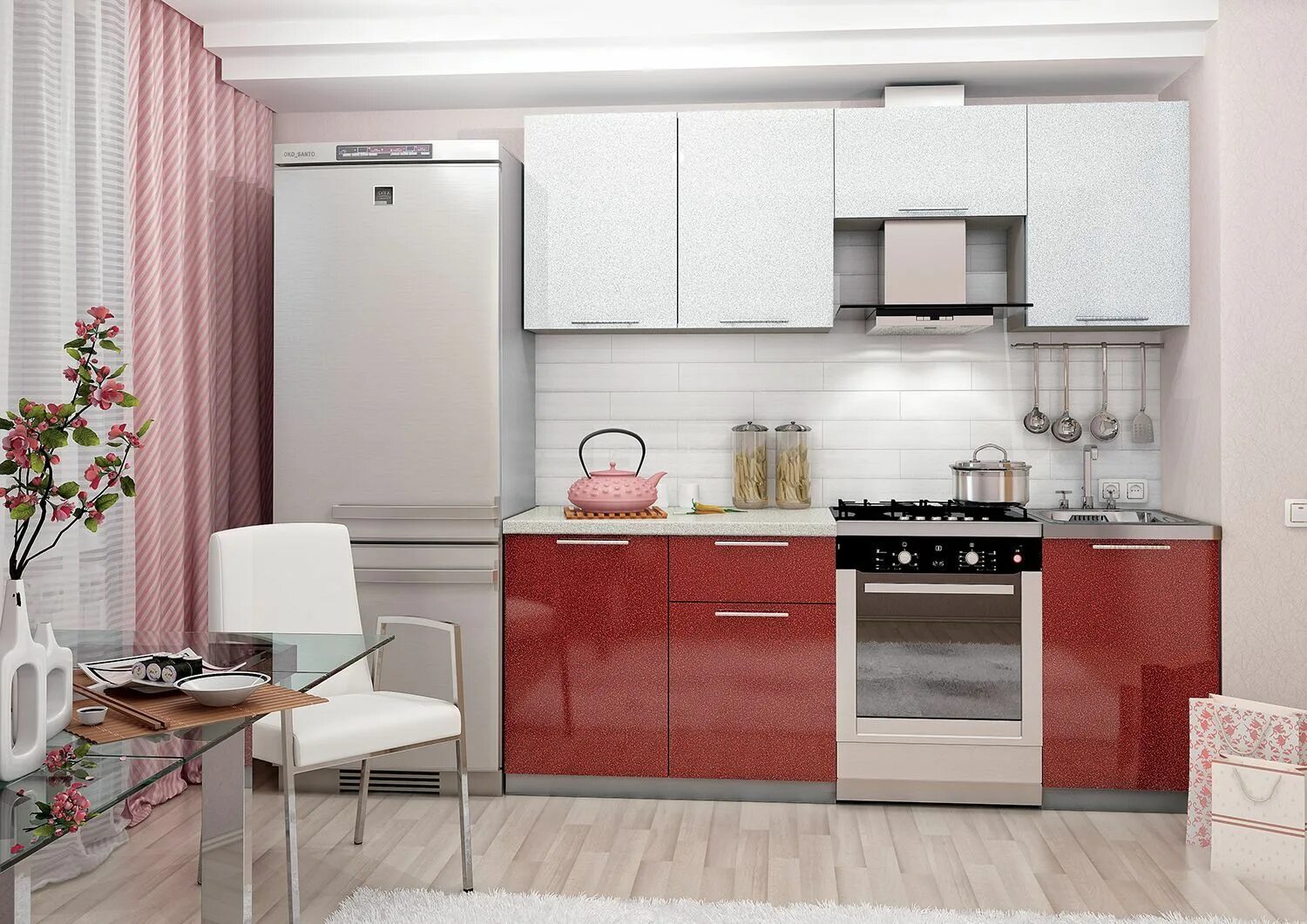 Кухонный гарнитур 2 на 2 фото Характеристики Кухонный гарнитур София 2.1 готовый, подробное описание товара. И