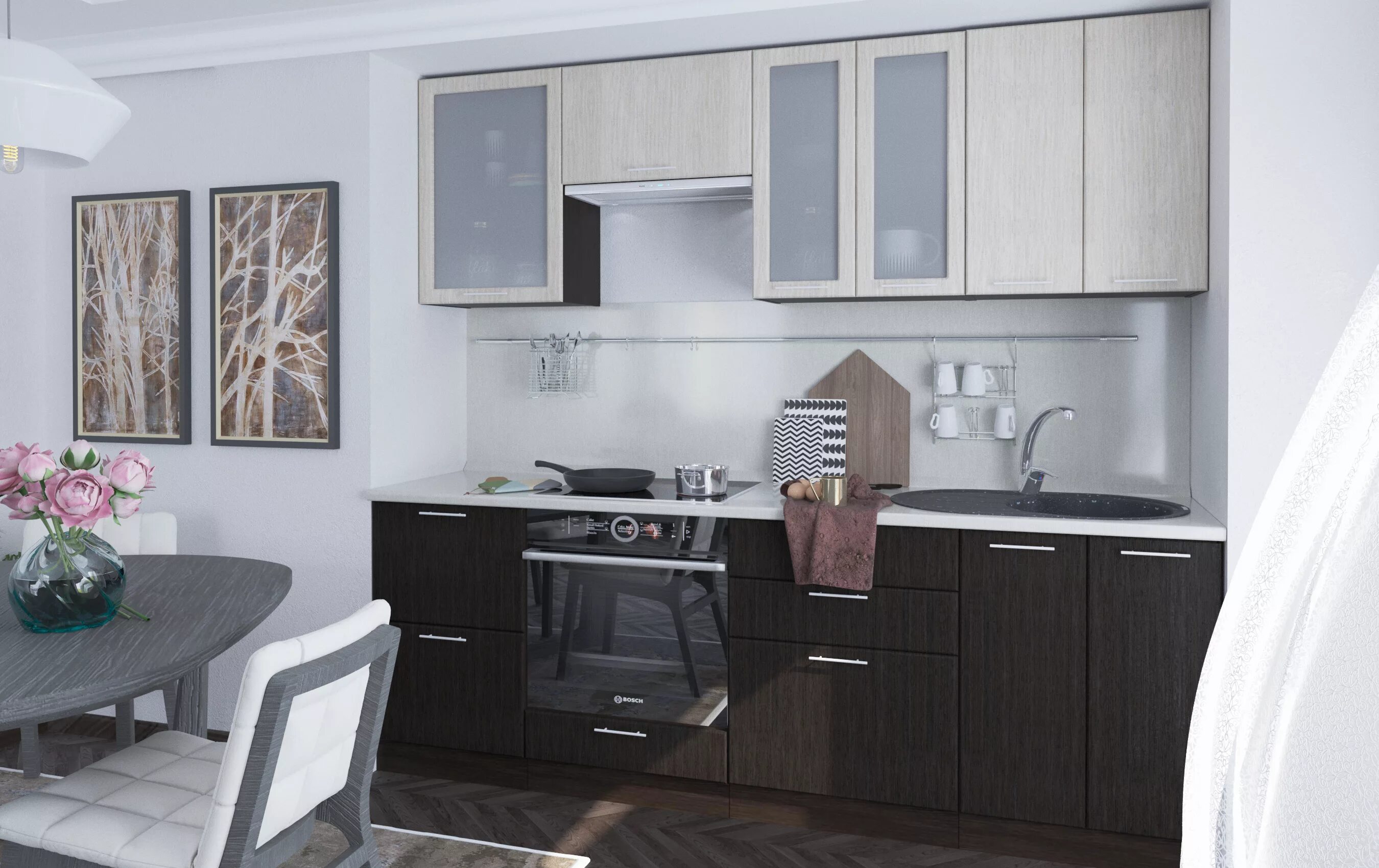 Кухонный гарнитур 2 на 2 фото Кухонный гарнитур Валерия-М 2,2 м купить недорого Мебель54 в Куйбышеве