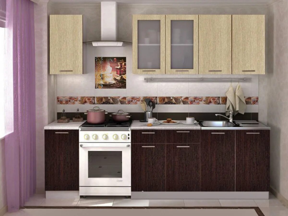 Кухонный гарнитур 2 на 2 фото Кухня Дарина Прямая кухня длиной 4 метра из МДФ за 84 000 руб. - купить недорого