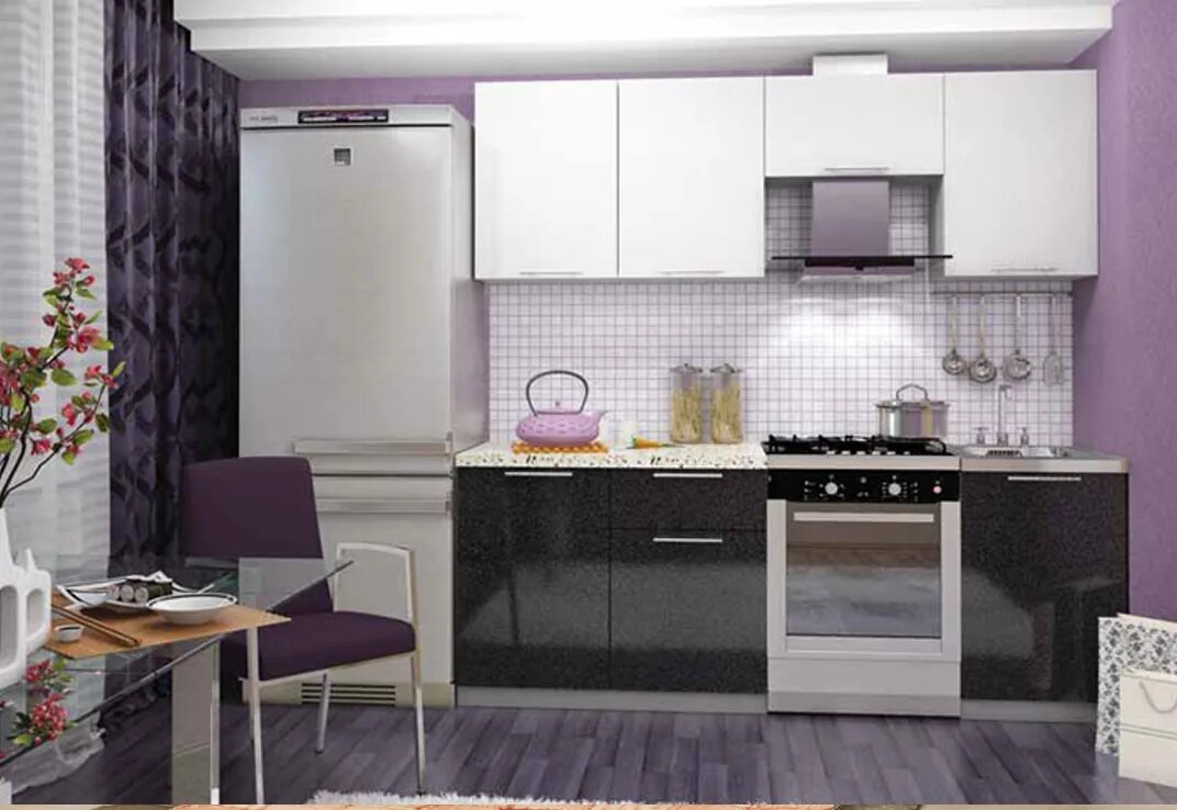 Кухонный гарнитур 2 на 2 фото Кухонный гарнитур Олива Шарлотта 2,1 МДФ Гранат купить в Санкт-Петербурге по цен