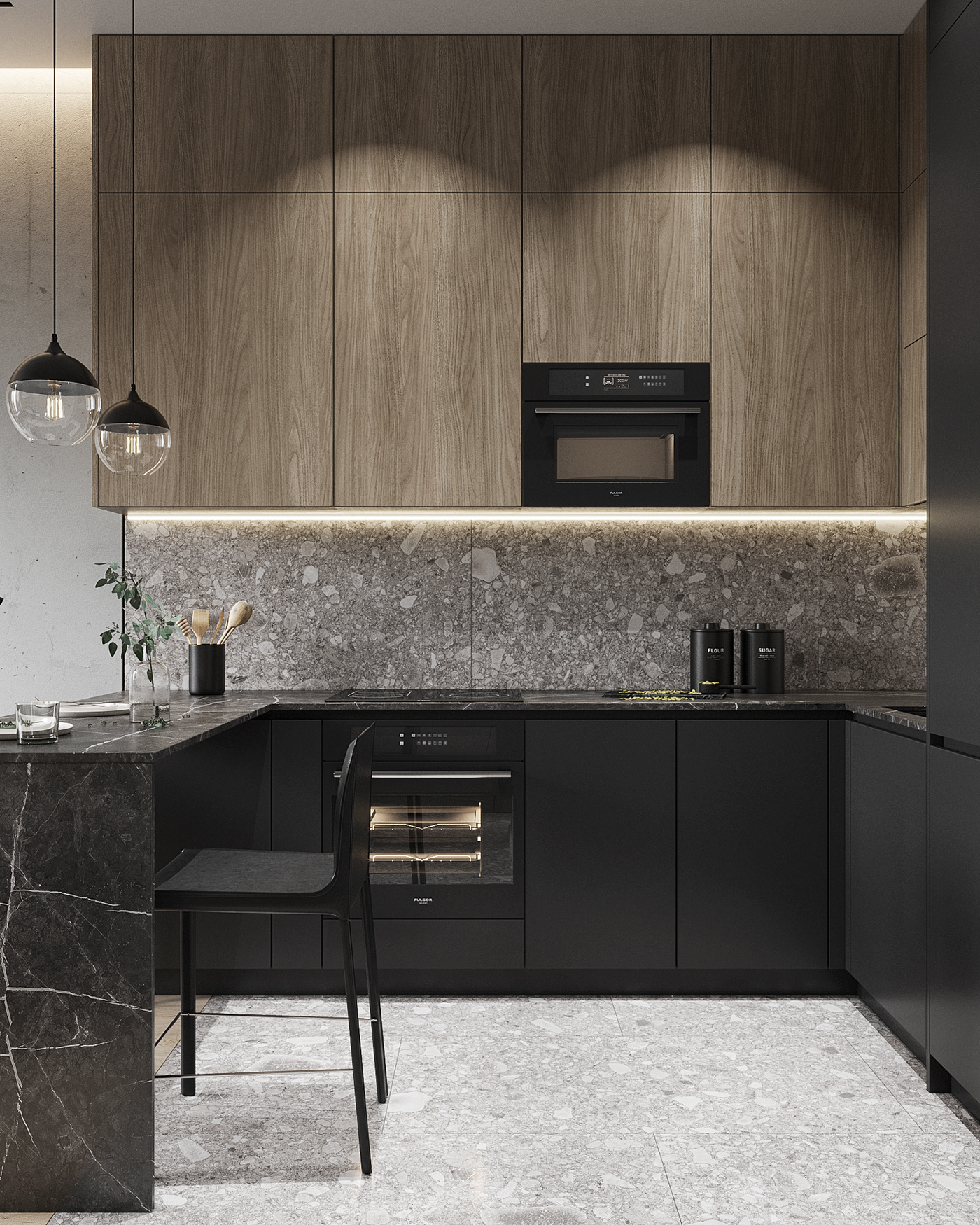 Кухонный гарнитур 2024 тренд фото Современный интерьер кухни - гостиной в Москве 23,3 м2 (5) Images :: Behance