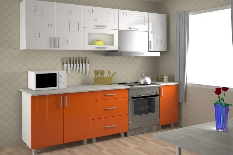 Кухонный гарнитур 2м фото Кухня Золушка 1,8 с фрезеровкой МДФ (в пленке ПВХ) глянец, с фрезеровкой, Белый 