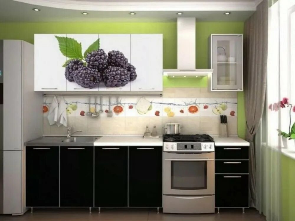 Кухонный гарнитур 2м фото Кухня Фотофасад Ежевика 2000 мм купить недорого ОК-МЕБЕЛЬ в Нижнем Тагиле