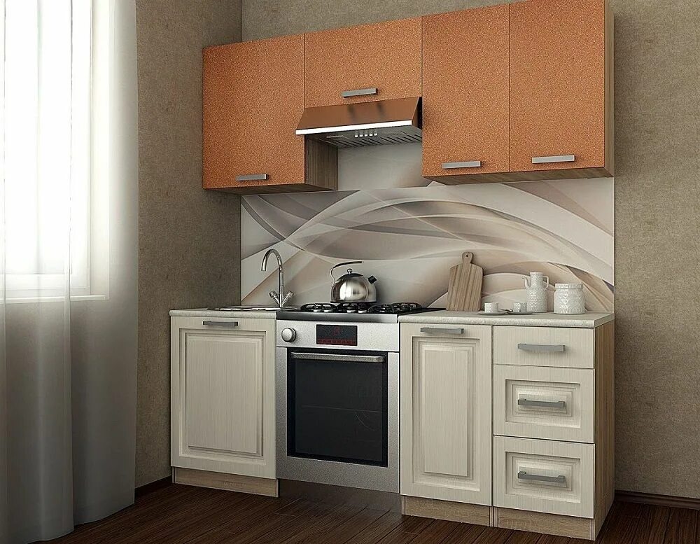 Кухонный гарнитур 2м фото Кухонный гарнитур 2,0 К3 № 85 Дуб Сонома МДФ Модерн Терракот Флоренция Патина ша