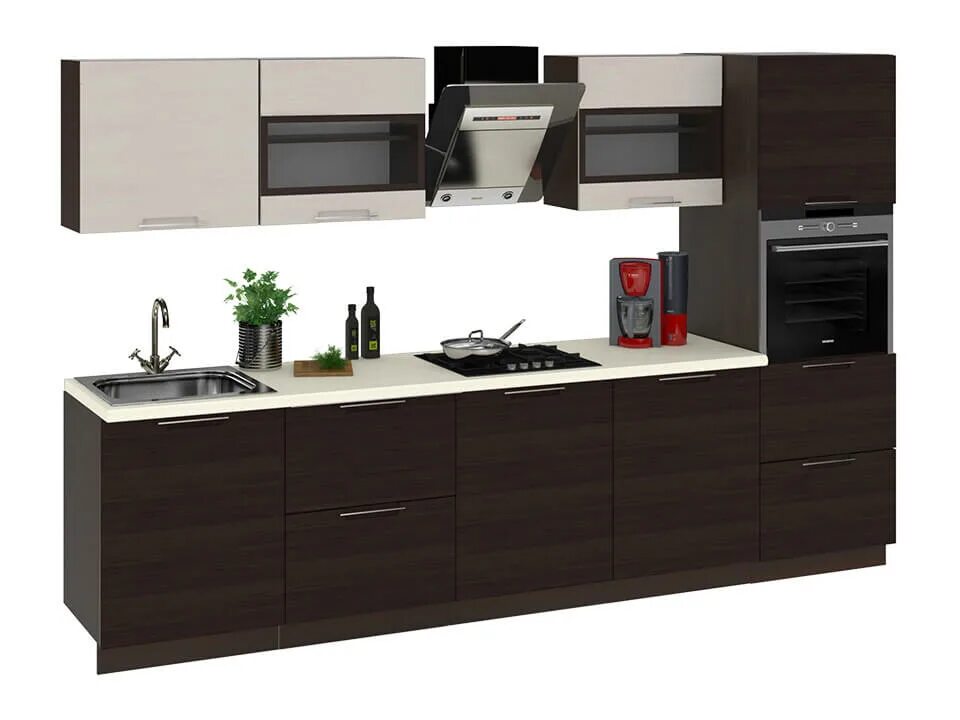 Кухонный гарнитур 3м фото Кухонный гарнитур Латте-2 с пеналом 3,0м - купить в Челябинске на Дом74мебели.ру