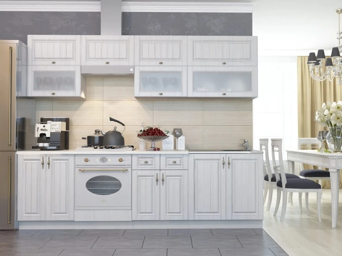 Кухонный гарнитур альбион блеск 1057 10 фото Купить Модульная кухня "Империя" 2,6 м (сандал) по цене 49280 руб в Новосибирске