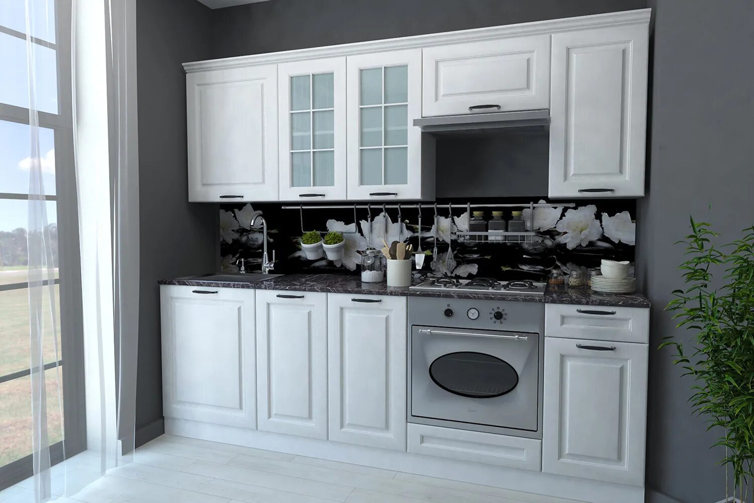 Кухонный гарнитур альбион блеск 1057 10 фото Кухня Прямая Аврора 240-1 Ясень белый/Ясень белый купить в Екатеринбурге в интер