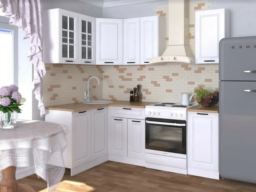 Кухонный гарнитур альбион блеск 1057 10 фото Кухонный гарнитур угловой Белый вегас 1600х1400 - купить в Челябинске на Дом74ме