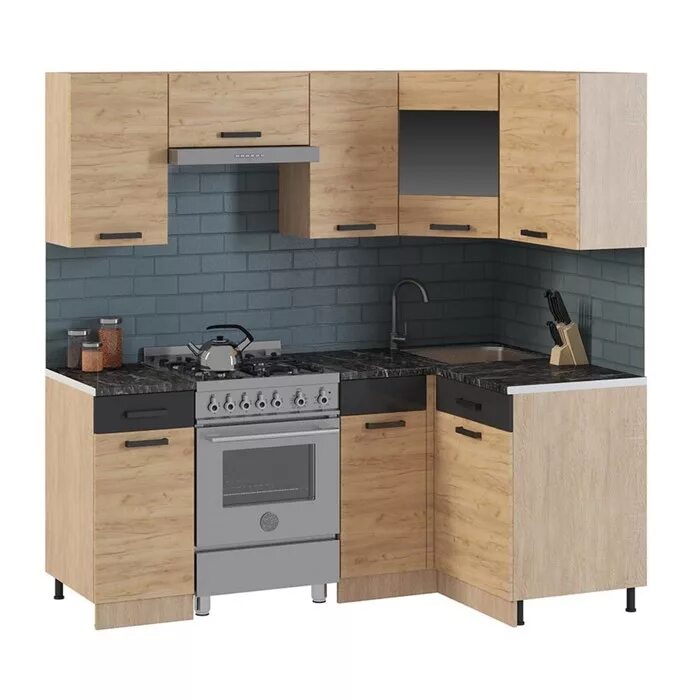 Кухонный гарнитур алиса фото Кухонный гарнитур Алиса № 17 Дуб сонома/Дуб золотой (2003964k) купить в интернет