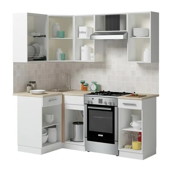 Кухонный гарнитур алиса фото Кухонный угловой гарнитур Алиса 12, Белый/Дуб сонома в Саратове приобрести недор