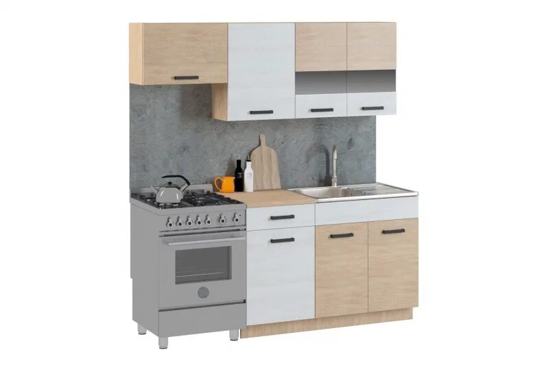 Кухонный гарнитур алиса фото Кухонный гарнитур Алиса Мини Loft ЛДСП/Стекло, Дуб сонома , Дуб сонома/Сосна бел