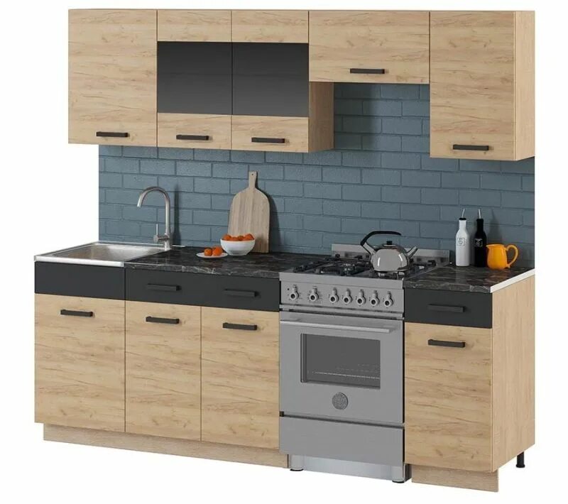 Кухонный гарнитур алиса фото Кухонный гарнитур Алиса 15 (Дуб Сонома/Золотой) 2300 Цена 22130 руб. ⭐ MEB96 Ека