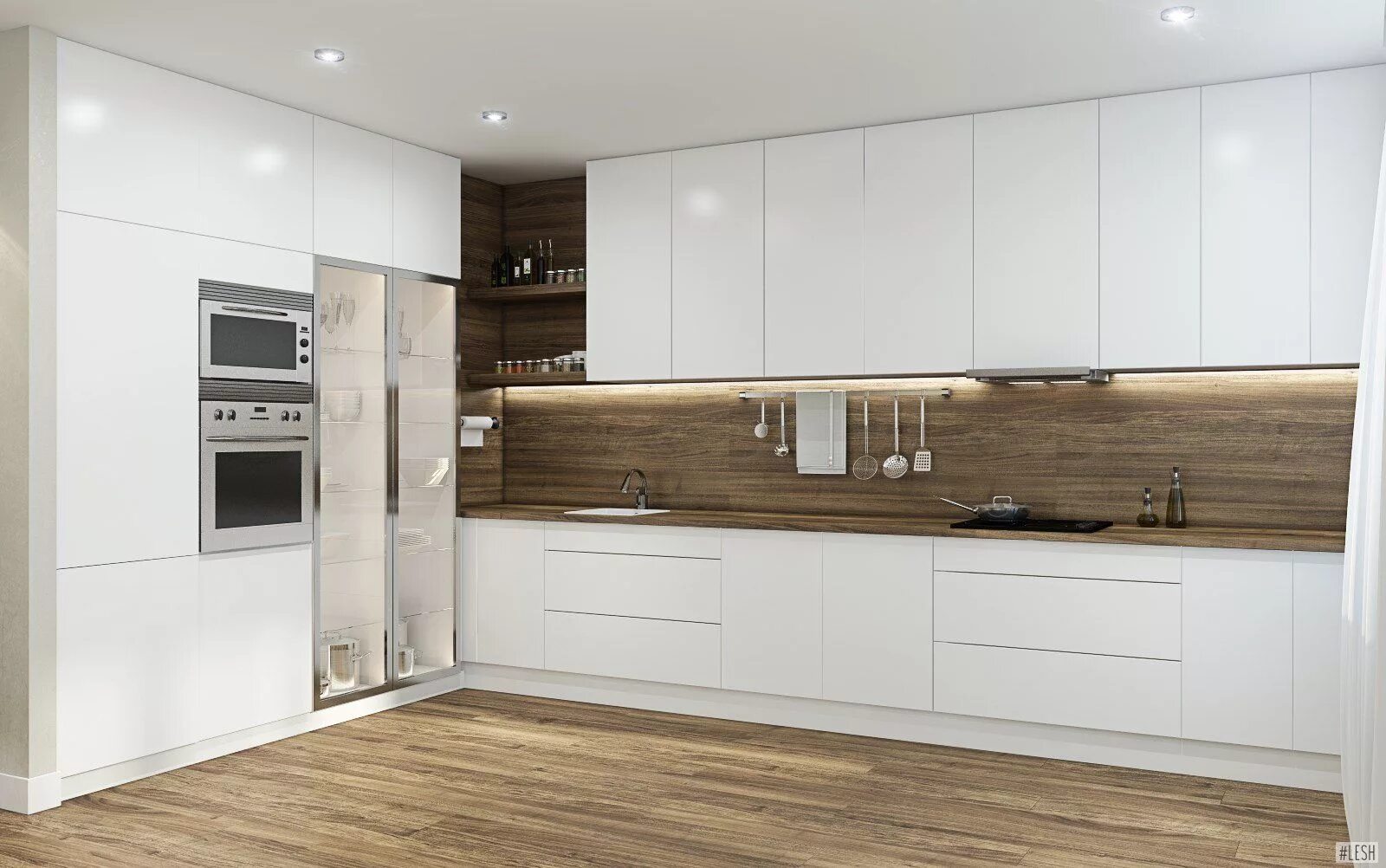 Кухонный гарнитур бело деревянный фото Pin en кухни