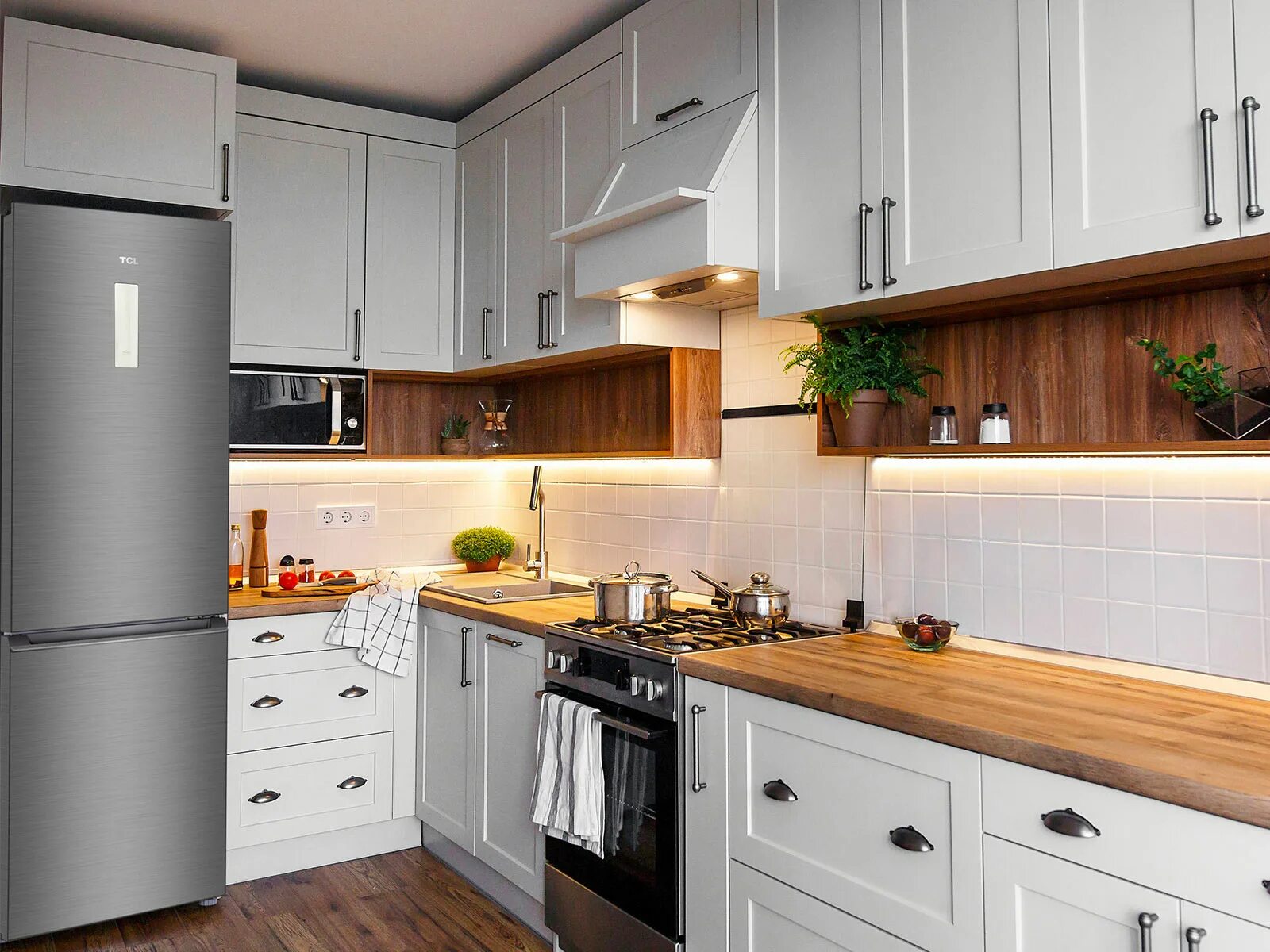 Кухонный гарнитур бело деревянный фото Fridge Freezer Small Dimension - RB275GM1110 - TCL Finland