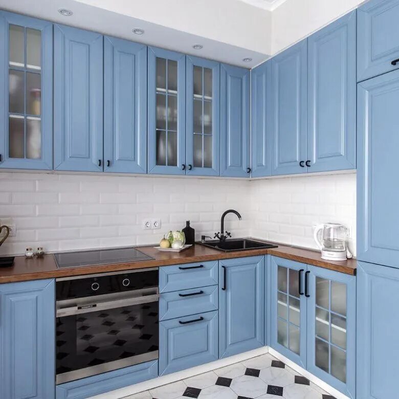 Кухонный гарнитур бело голубой фото Кухня Небесно-голубая - УНО Мебель