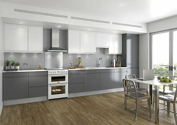 Кухонный гарнитур бело серый фото Freestanding vs built-in ovens - which is right for me? Apartment kitchen, Best 