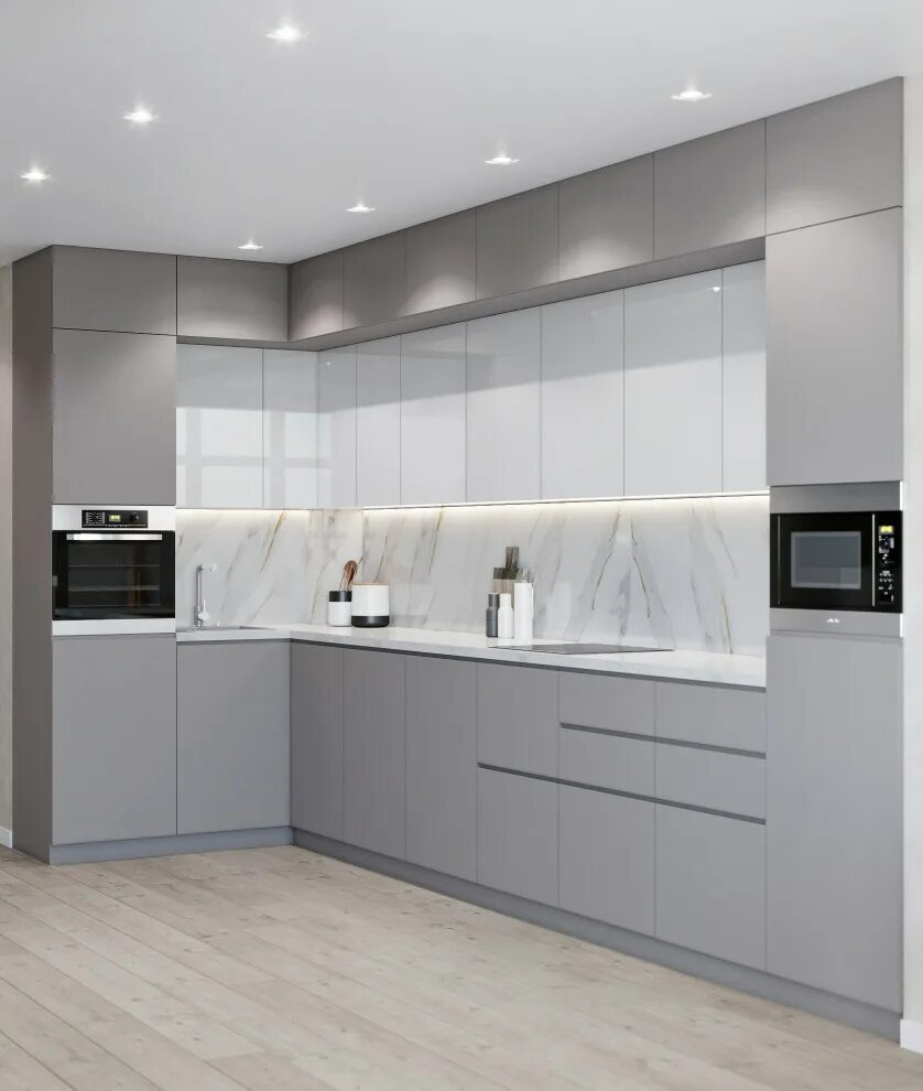 Кухонный гарнитур бело серый фото Кухня - Современный - Кухня - Другое - от эксперта Екатерина и Андрей Санниковы 