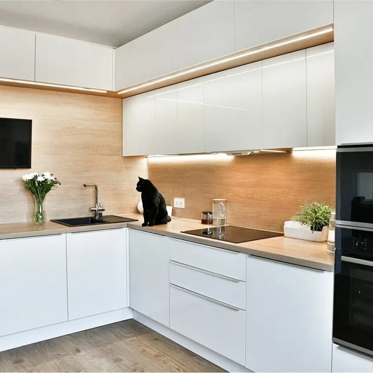 Кухонный гарнитур белый дерево фото Tủ Bếp Gỗ Công Nghiệp Đẹp Giá Rẻ - Thi Công Tủ Bếp Theo Yêu Cầu Tủ bếp, Trang tr