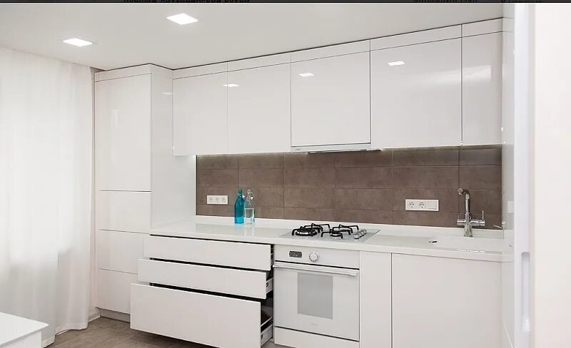 Кухонный гарнитур белый глянец фото Кухня 1106 - купить недорого Фабрика "Экостиль"