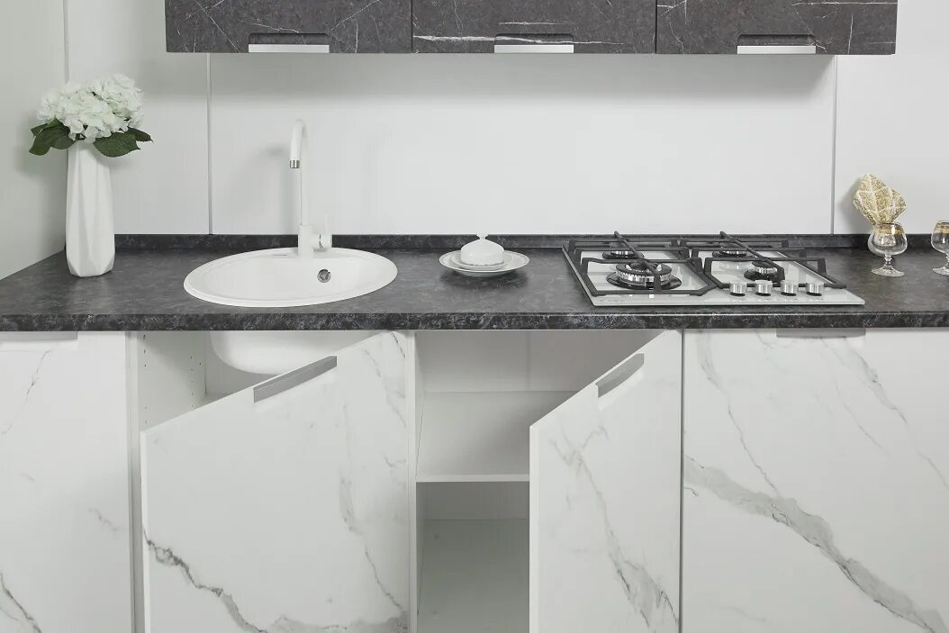 Кухонный гарнитур белый мрамор фото Мебель для кухни от производителя Леко купить недорого в Екатеринбурге