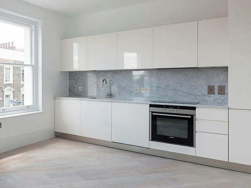 Кухонный гарнитур белый прямой фото Итальянская кухня TILLY ECO 02 фабрики AURORA CUCINE - Ital-Collection