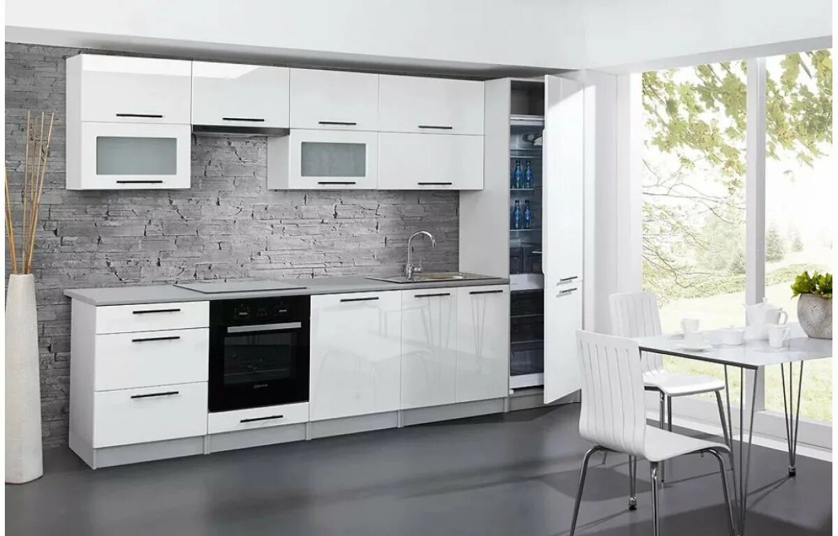 Кухонный гарнитур белый прямой фото Кухонный гарнитур Палермо-3 - купить во Владимире с доставкой за 124 553 р. Дост