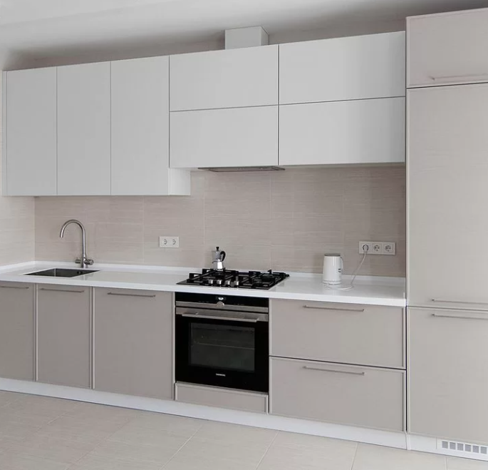 Кухонный гарнитур белый прямой фото Фасад мдф белый глянец - найдено 87 фото