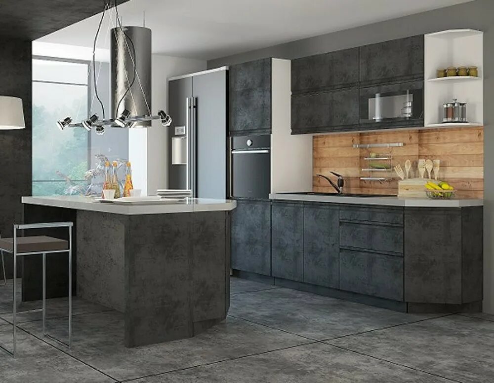 Кухонный гарнитур бетон фото Кухня Бронкс бетон купить в Краснодаре - МебельПик