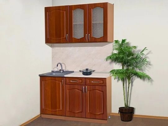 Кухонный гарнитур без мойки фото Кухня "пандора" 130 см орех мдф в Екатеринбурге - Дом и дача / Мебель/интерьер