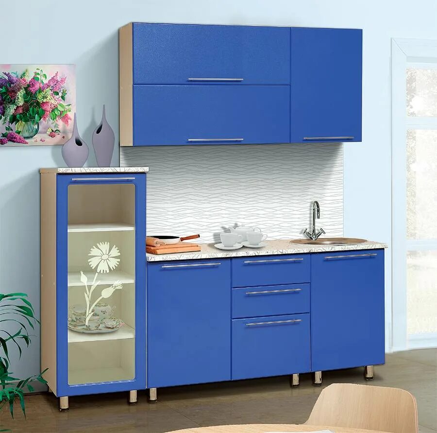 Кухонный гарнитур без мойки фото Кухонный гарнитур с буфетом Василек Аджио