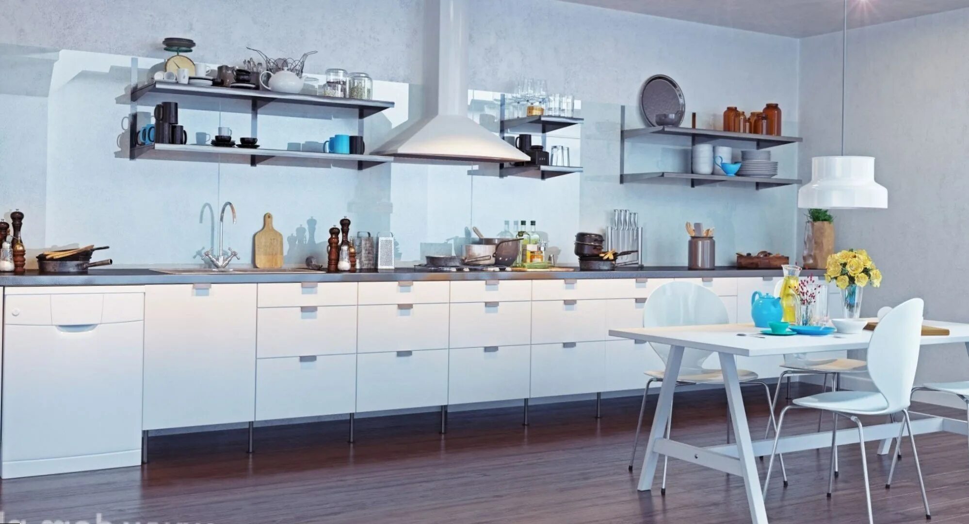 Кухонный гарнитур без навесных шкафов фото Гарнитур без навесных шкафов: найдено 87 картинок