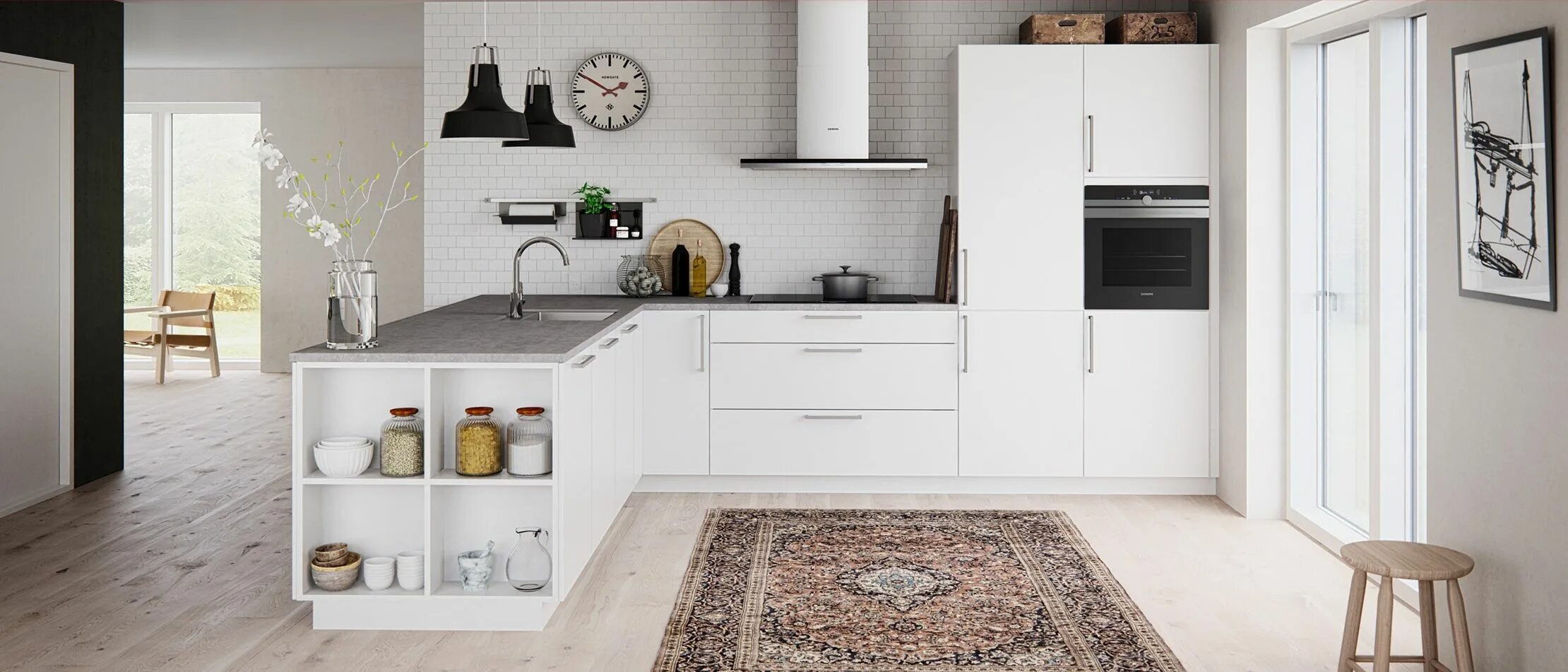 Кухонный гарнитур без верхних шкафов фото Laat woonkamer en keuken in elkaar overvloeien met Kvik. Gebruik onze open kaste