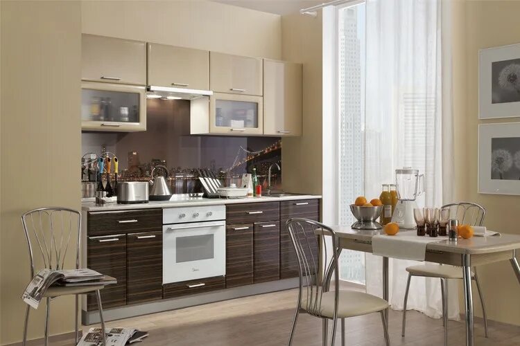 Кухонный гарнитур бежево коричневый фото Кухня "Яна" Компоновка № 3 купить в Рязани по цене 39880 руб с доставкой от Mnog