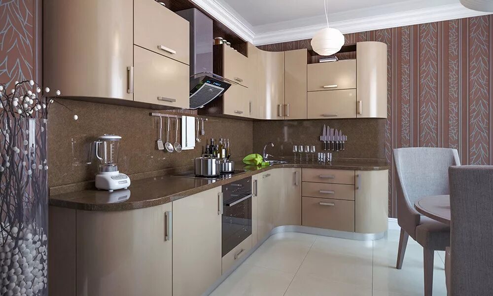 Кухонный гарнитур бежево коричневый фото Кухня коричневая 82 заказать недорого в Москве - 1Кухонный