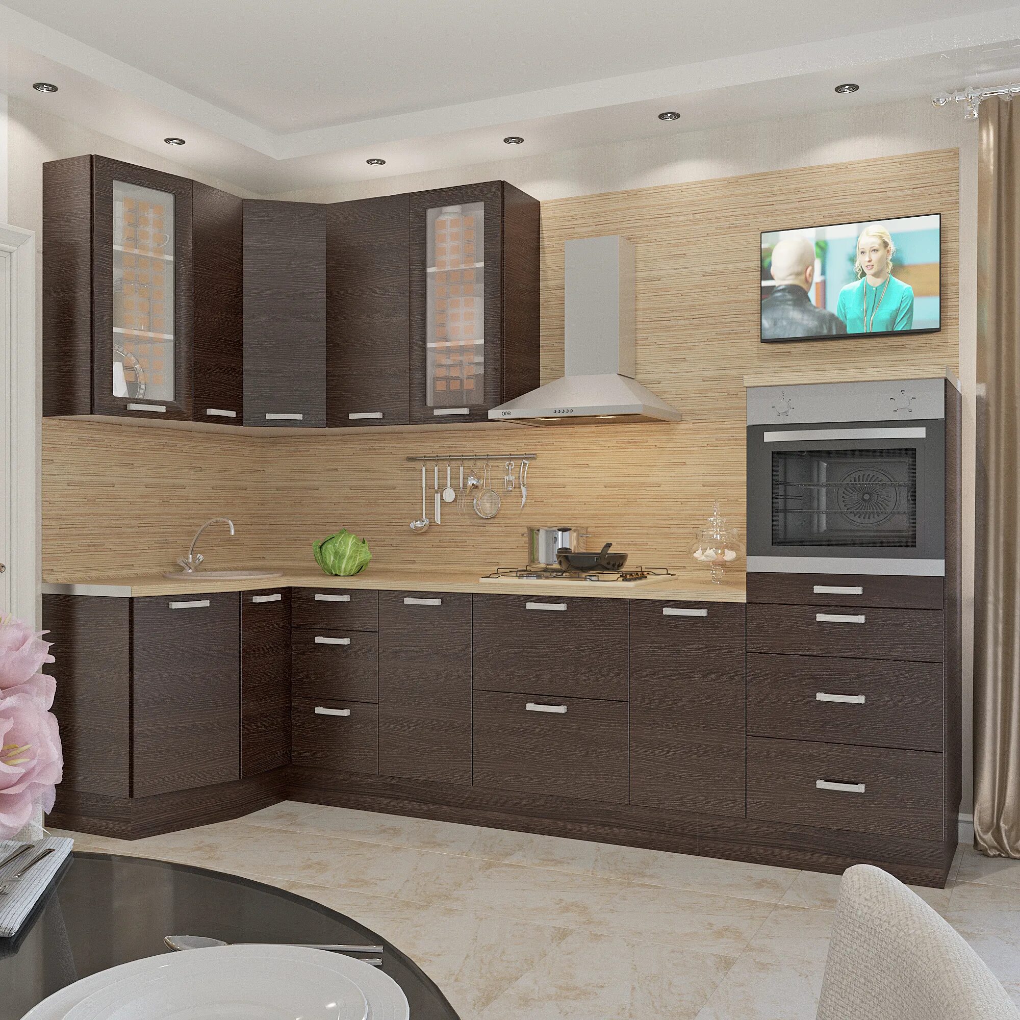 Кухонный гарнитур бежево коричневый фото Дверь для ящика под духовку Delinia "Шоколад" 60x10 см, МДФ, цвет коричневый - к