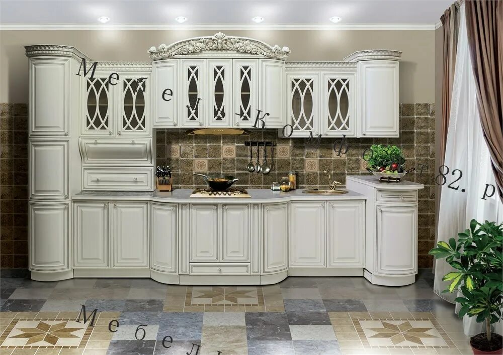 Кухонный гарнитур бристоль фото Мебель-комфорт82 Нижнегорский Нина- Кухонный гарнитур "БРИСТОЛЬ" Бежевая 4.0м