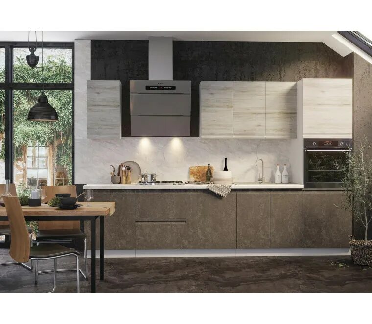 Кухонный гарнитур бруклин фото ᐉ Кухня модульная Бруклин бетон коричневый купить в Краснодаре недорого по цене 