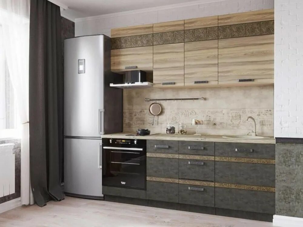 Кухонный гарнитур бруклин фото Купить Кухонный гарнитур Бруклин 5 (ширина 200 см) ОК-МЕБЕЛЬ в Екатеринбурге