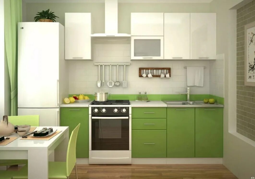 Кухонный гарнитур бюджетный вариант фото Кухонный гарнитур Весна МДФ 1,7м белый/ваниль/фисташка арт. 20042123 в интернет 