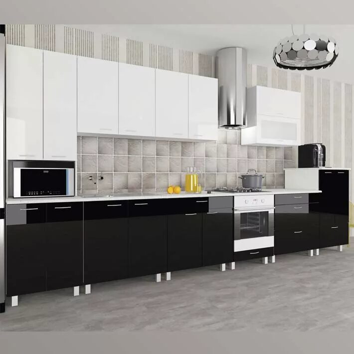 Кухонный гарнитур черно белый фото Кухня "Апекс" комплектация 1 купить по выгодной цене в Ижевске
