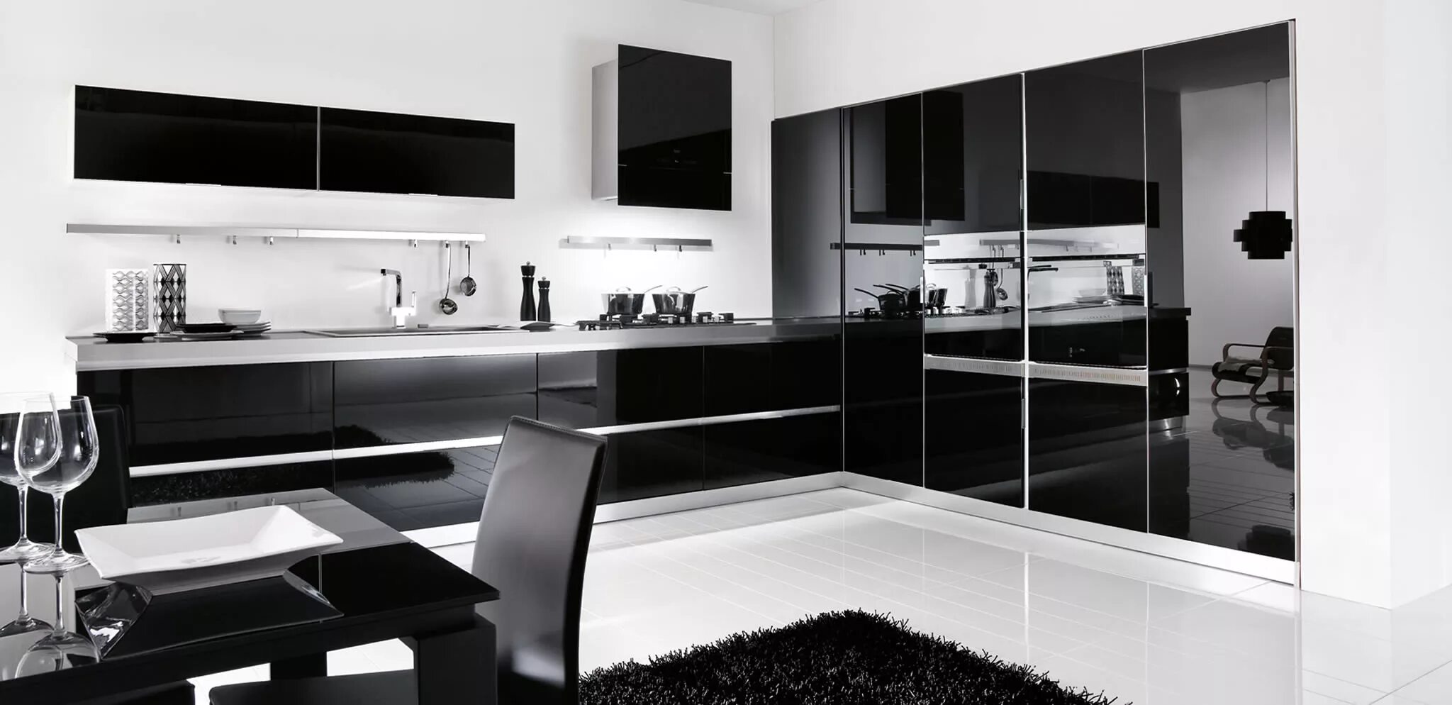 Кухонный гарнитур черно белый фото Итальянская кухня Lux бренд Home Cucine - под заказ в Москве из Италии. Le cucin