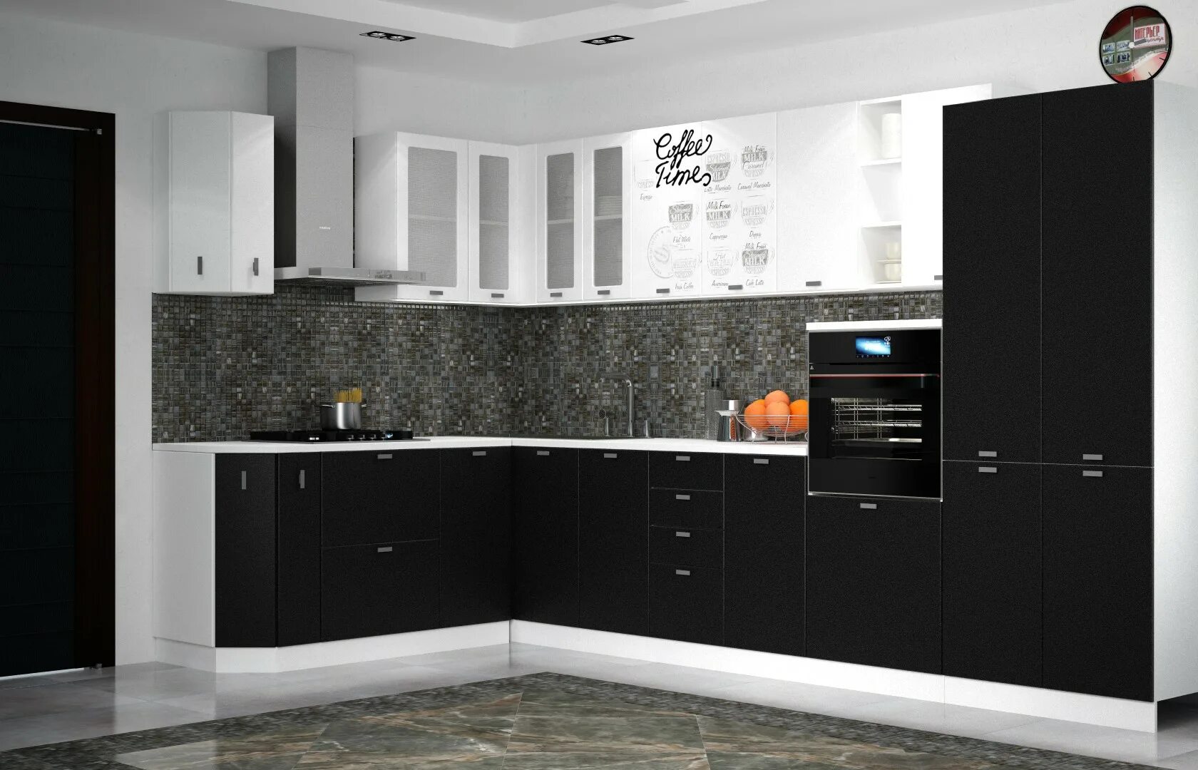 Кухонный гарнитур черно белый фото Купить Модульная кухня "Олива (шагрень)" - Интернет магазин "Цвет мебели" в Ряза
