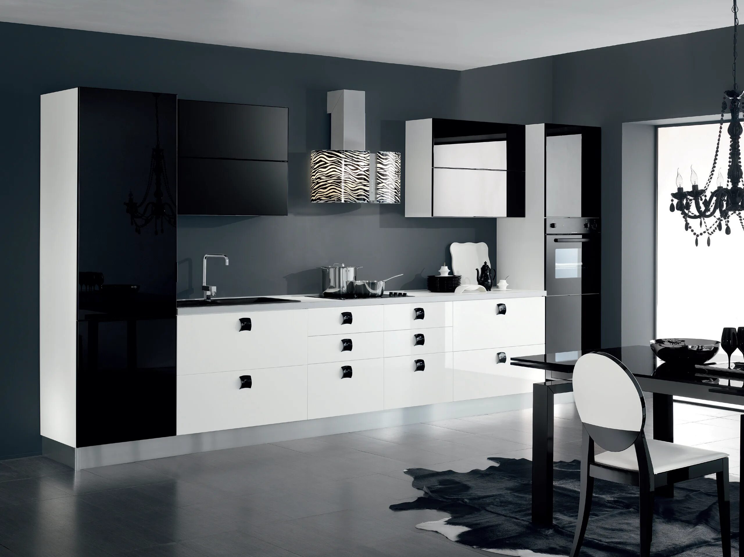 Кухонный гарнитур черно белый фото в интерьере This beautiful, #minimalist #Kitchen from Häfele is perfect! The world renowned 