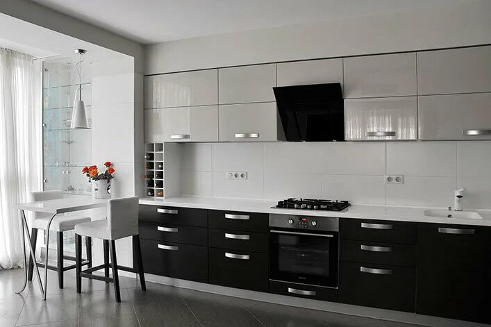 Кухонный гарнитур черно белый фото в интерьере Больше не работает: Моя мебель, мебель на заказ, Ростов-на-Дону, улица Текучёва,