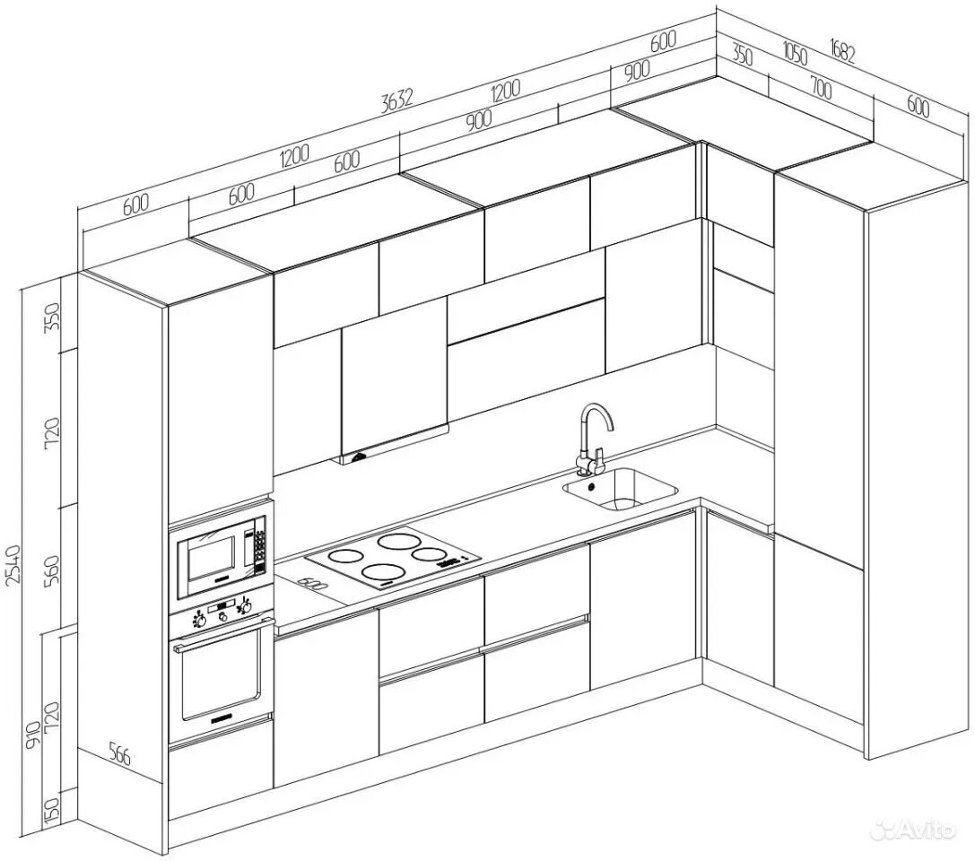 Кухонный гарнитур чертежи фото Hi высота: найдено 83 картинок
