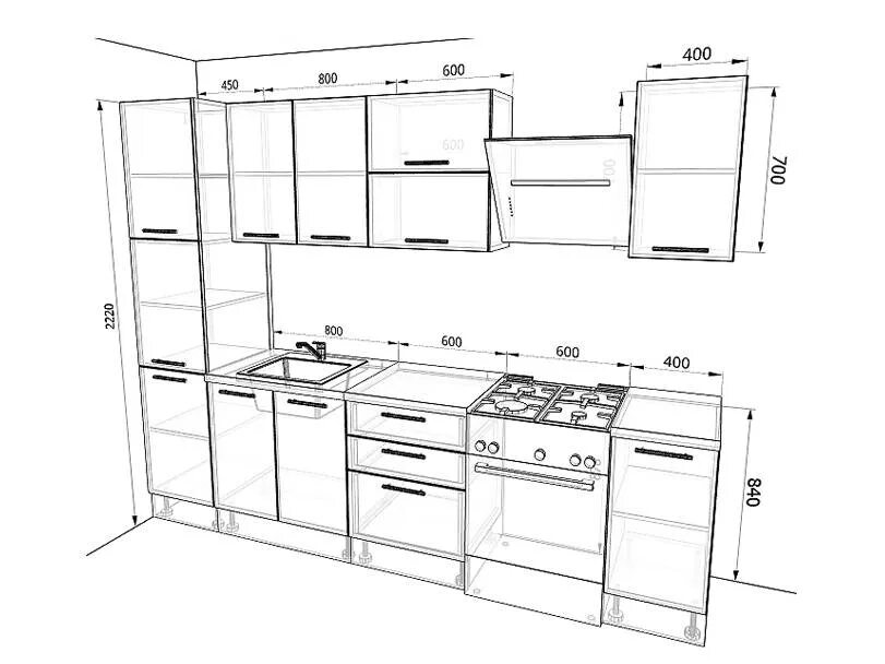 Кухонный гарнитур чертежи фото Купить кухню Оптима, цвет арт. 52762 - 27926 руб.