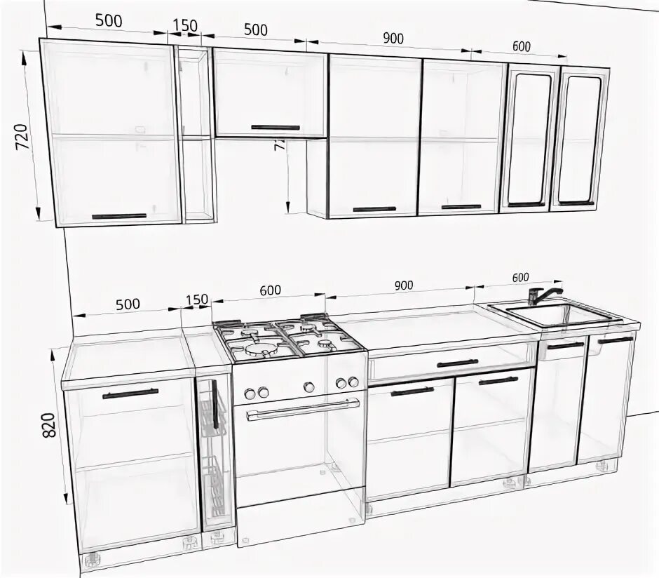 Кухонный гарнитур чертежи фото Модульная кухня Базис Комплектация 42 длина 2,7 метра, цвет белый / бордовый Меб