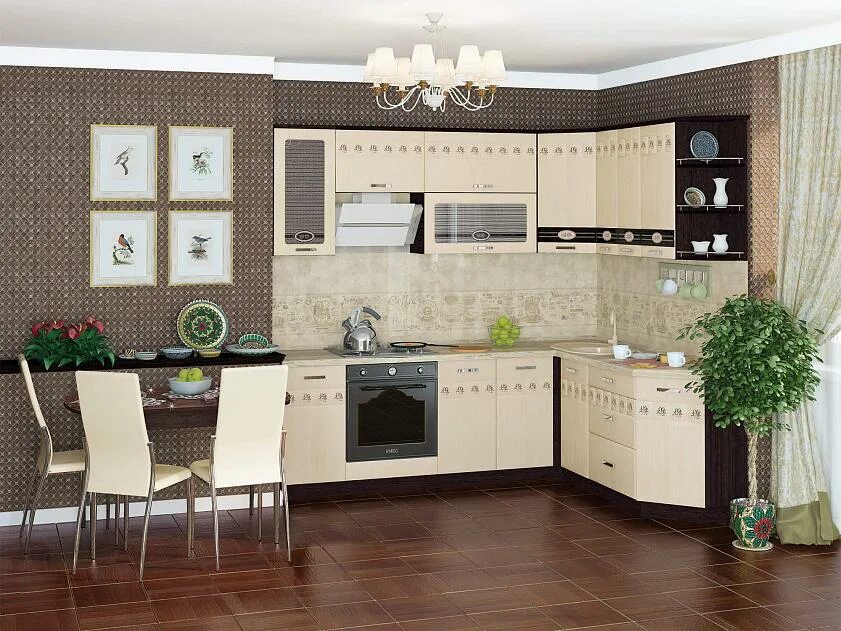 Кухонный гарнитур давита фото Кухонный гарнитур угловой с витриной Аврора 18.2 от производителя - DaVita-мебел